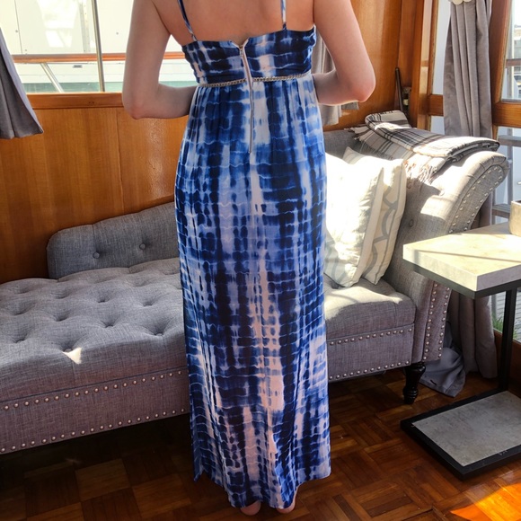 G by Guess Blue Print Maxi Dress w Chain details size XS - Picture 4 of 7